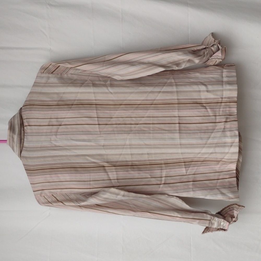 Vintage Alice Stuart Striped Tan Blouse M - Picture 2 of 8